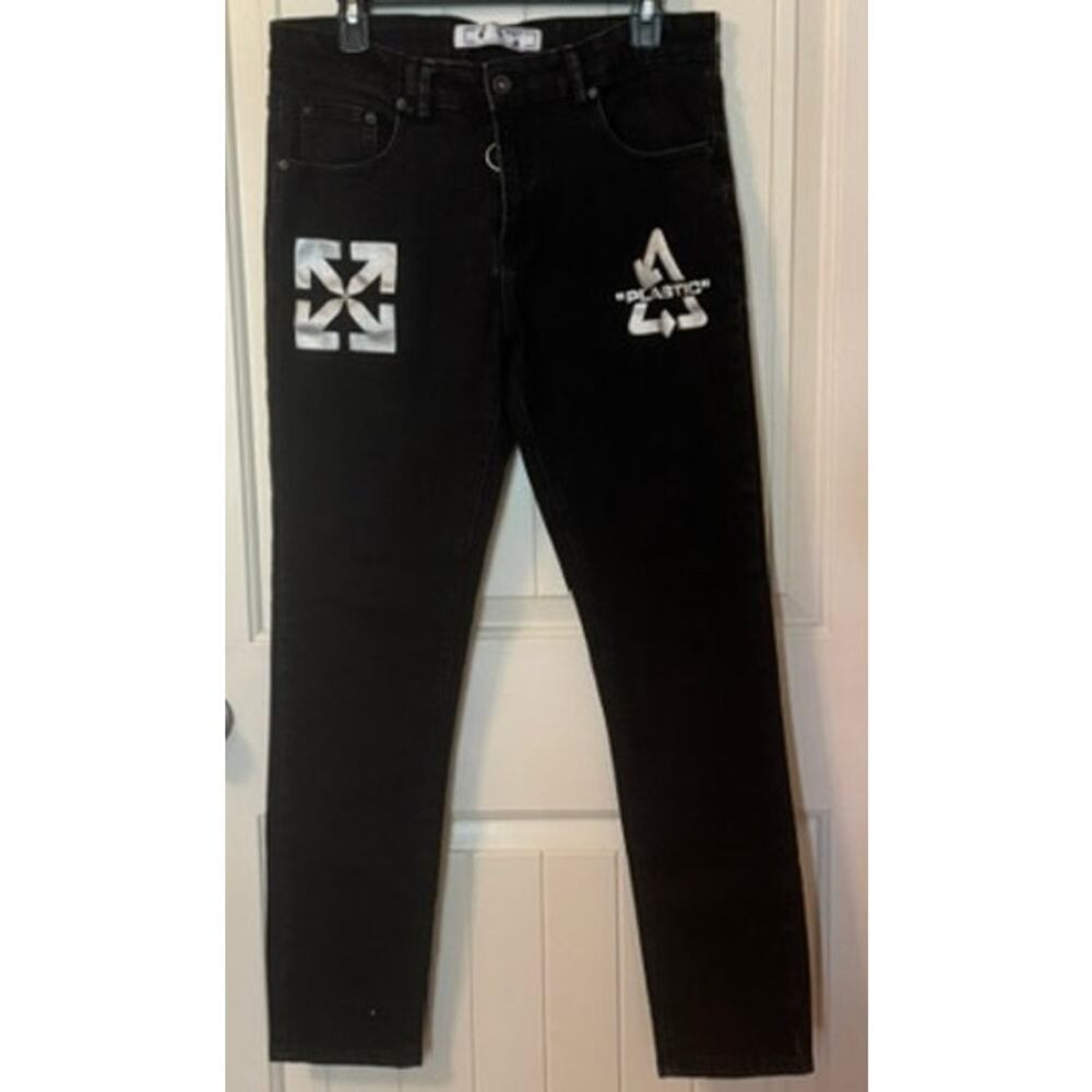 Off-White c/o Virgil Abloh AUTHENTIC Black Denim Arrow Straight Men's Jeans 32